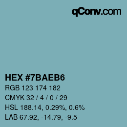 Farbcode: HEX #7BAEB6 | qconv.com