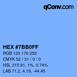 Farbcode: HEX #7BB0FF | qconv.com