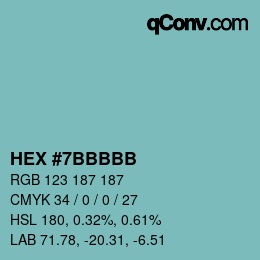 Color code: HEX #7BBBBB | qconv.com