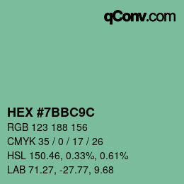 Color code: HEX #7BBC9C | qconv.com