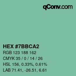 颜色代码: HEX #7BBCA2 | qconv.com