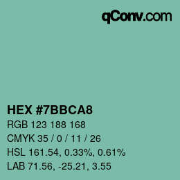 颜色代码: HEX #7BBCA8 | qconv.com