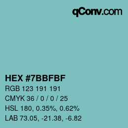Color code: HEX #7BBFBF | qconv.com