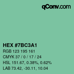 カラーコード: HEX #7BC3A1 | qconv.com