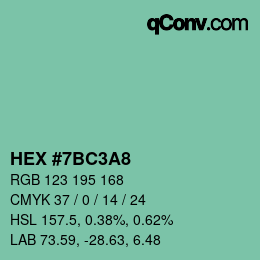 颜色代码: HEX #7BC3A8 | qconv.com