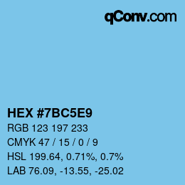 カラーコード: HEX #7BC5E9 | qconv.com