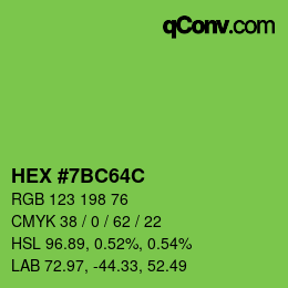 Color code: HEX #7BC64C | qconv.com