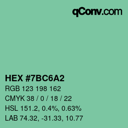カラーコード: HEX #7BC6A2 | qconv.com