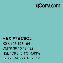 Farbcode: HEX #7BC6C2 | qconv.com