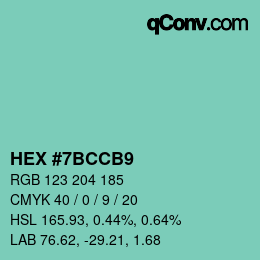 颜色代码: HEX #7BCCB9 | qconv.com