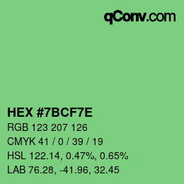 カラーコード: HEX #7BCF7E | qconv.com