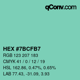 カラーコード: HEX #7BCFB7 | qconv.com
