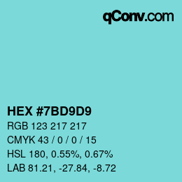 Color code: HEX #7BD9D9 | qconv.com