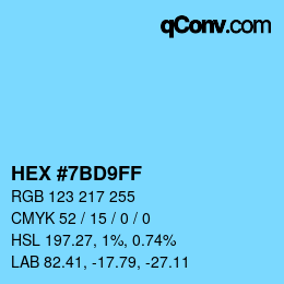 Farbcode: HEX #7BD9FF | qconv.com