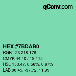 颜色代码: HEX #7BDAB0 | qconv.com