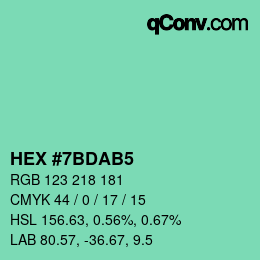カラーコード: HEX #7BDAB5 | qconv.com
