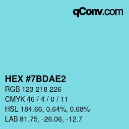 カラーコード: HEX #7BDAE2 | qconv.com