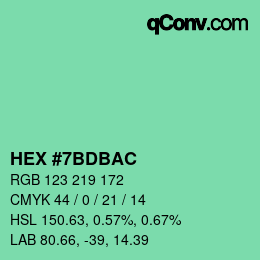 颜色代码: HEX #7BDBAC | qconv.com