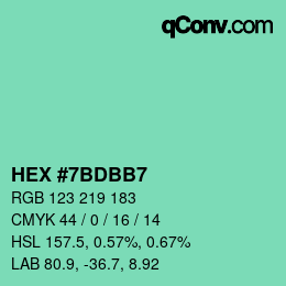 颜色代码: HEX #7BDBB7 | qconv.com