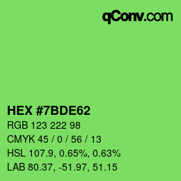 Color code: HEX #7BDE62 | qconv.com