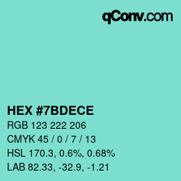 Color code: HEX #7BDECE | qconv.com