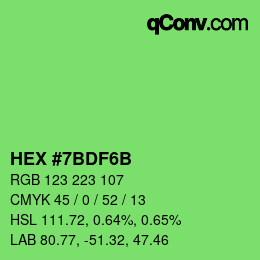 Color code: HEX #7BDF6B | qconv.com