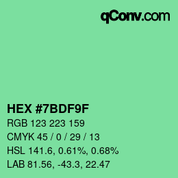 カラーコード: HEX #7BDF9F | qconv.com