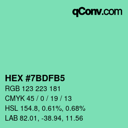 Farbcode: HEX #7BDFB5 | qconv.com