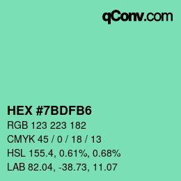 カラーコード: HEX #7BDFB6 | qconv.com