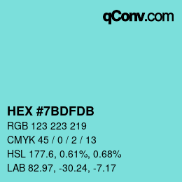 カラーコード: HEX #7BDFDB | qconv.com