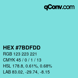 カラーコード: HEX #7BDFDD | qconv.com