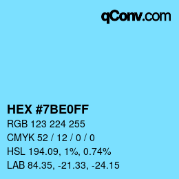 Color code: HEX #7BE0FF | qconv.com