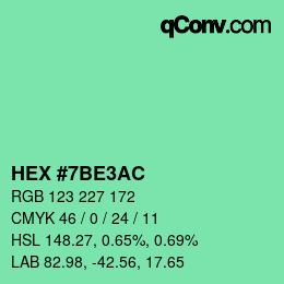 Color code: HEX #7BE3AC | qconv.com