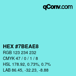 颜色代码: HEX #7BEAE8 | qconv.com