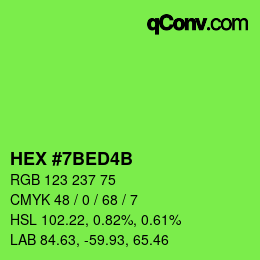 カラーコード: HEX #7BED4B | qconv.com