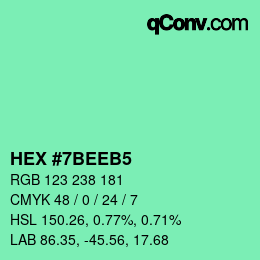 カラーコード: HEX #7BEEB5 | qconv.com