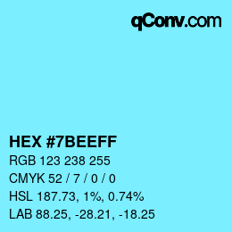 Farbcode: HEX #7BEEFF | qconv.com