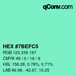 Color code: HEX #7BEFC5 | qconv.com
