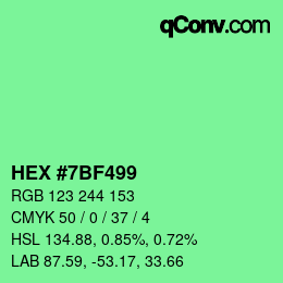 カラーコード: HEX #7BF499 | qconv.com