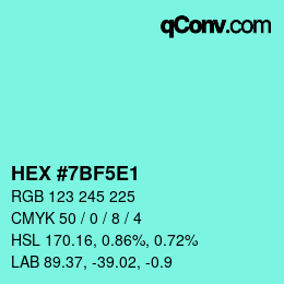 Color code: HEX #7BF5E1 | qconv.com