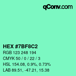 Color code: HEX #7BF8C2 | qconv.com