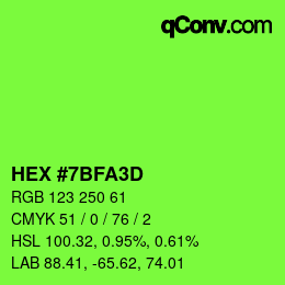 カラーコード: HEX #7BFA3D | qconv.com