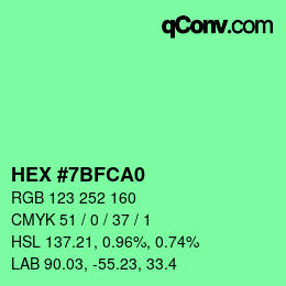 カラーコード: HEX #7BFCA0 | qconv.com