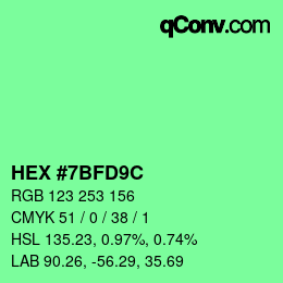 Color code: HEX #7BFD9C | qconv.com