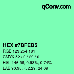 カラーコード: HEX #7BFEB5 | qconv.com