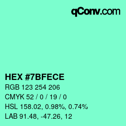 Color code: HEX #7BFECE | qconv.com