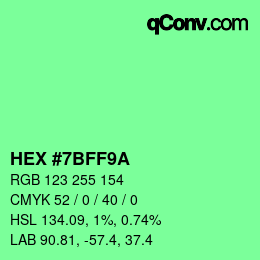 Farbcode: HEX #7BFF9A | qconv.com