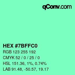 カラーコード: HEX #7BFFC0 | qconv.com