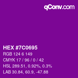 颜色代码: HEX #7C0695 | qconv.com