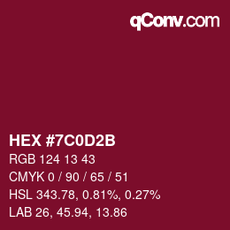 Color code: HEX #7C0D2B | qconv.com